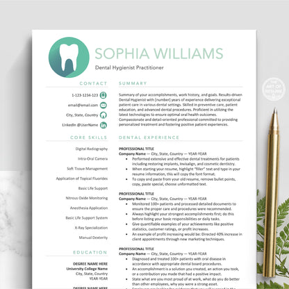 Dentist Resume Template | Hygienist Resume | Dental Assistant Resume - The Art of Resume