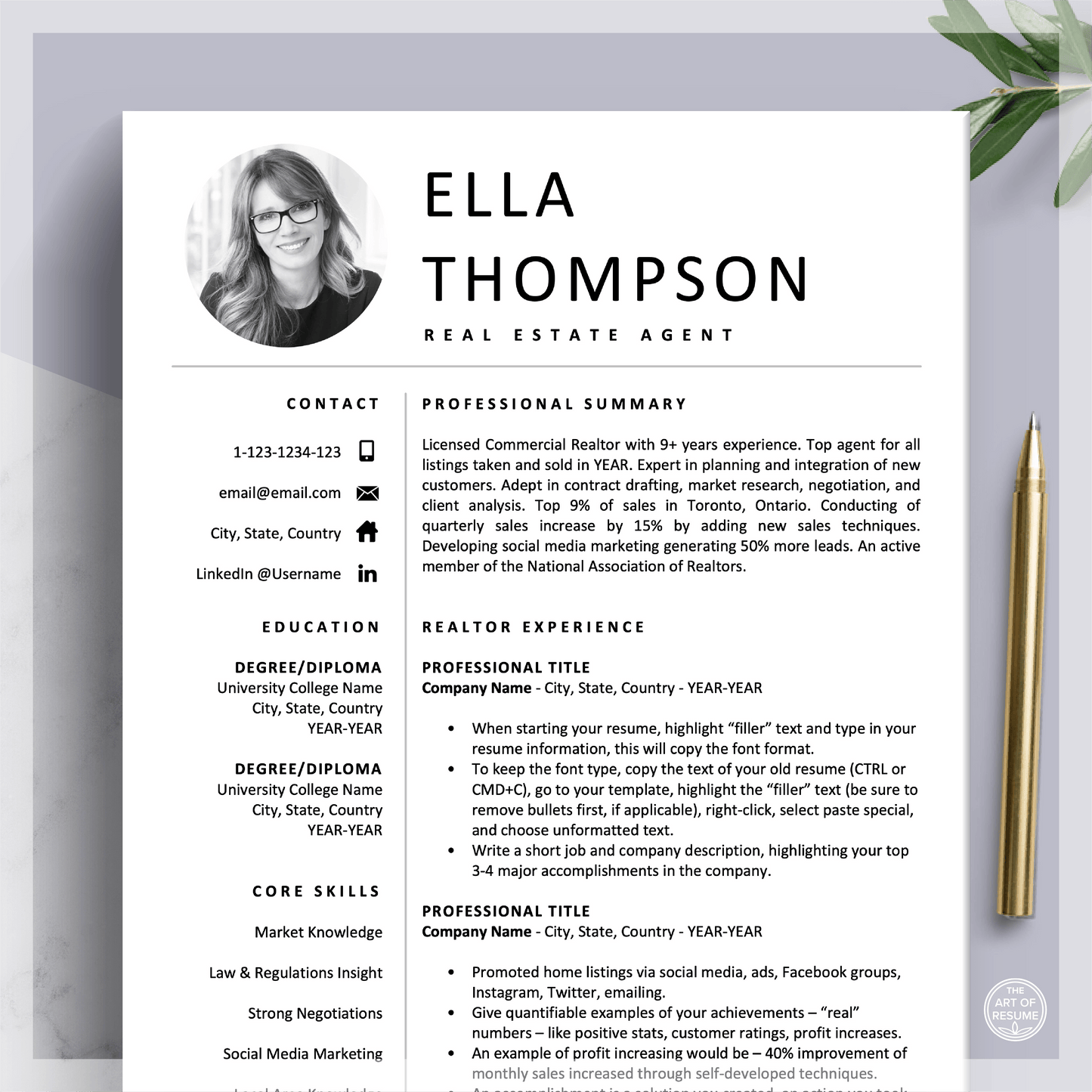 Modern Resume Bundle | Realtor, Architect - The Art of Resume
