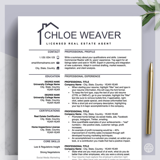 Real Estate Agent Resume | Realtor CV Resumes | Free Cover Letter - The Art of Resume