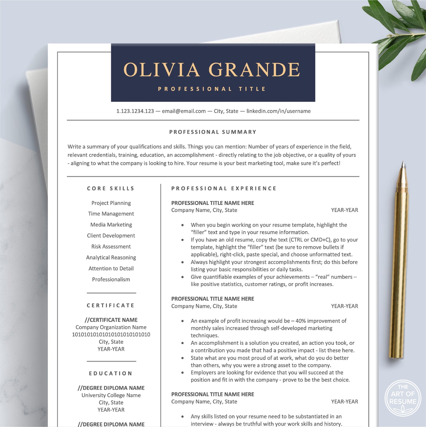 The Art of Resume Templates | Executive Resume CV Design Template Bundle