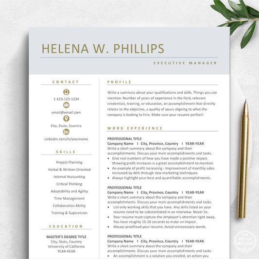 The Art of Resume Templates | Executive Resume CV Design Template Bundle