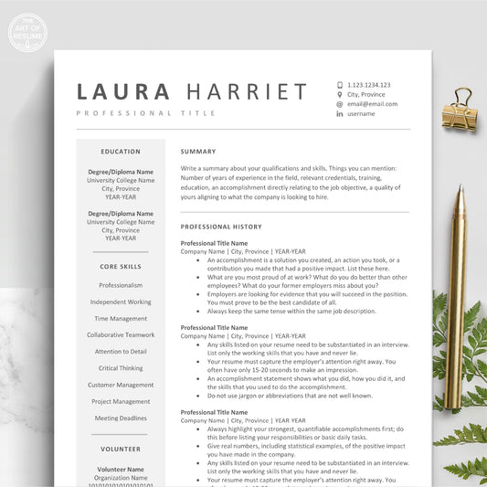The Art of Resume Templates | ATS Friendly Compatible Resume CV Design Template Bundle, Instant Download Bundle for Google Docs, Apple Pages, Microsoft Word, Mac, PC, Chromebook, Tablet