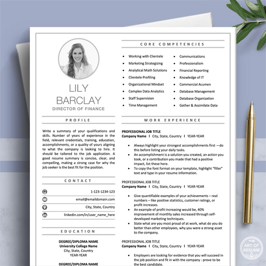 Resume Template Photo | Professional CV Template Download - The Art of Resume