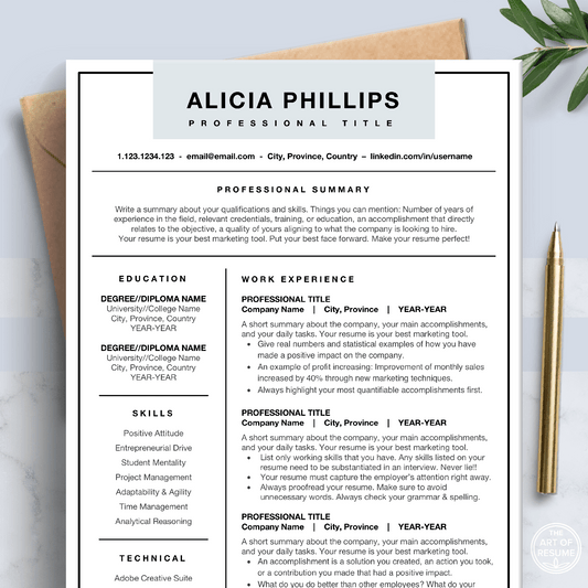 Simple Resume Template | Professional Resume | Modern CV - The Art of Resume