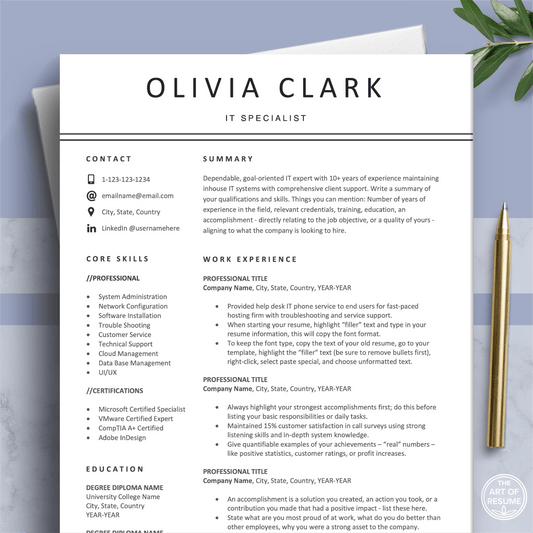 Professional Resume Download | 5-Page Simple CV Design - The Art of Resume