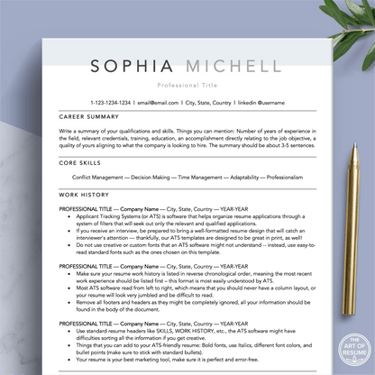 The Art of Resume Templates | Professional Executive Resume CV Design Template Maker, Download for Apple Pages and Microsoft Word, Mac and PC Resume CV Template | Curriculum Vitae for Apple Pages, Microsoft Word, Mac, PC