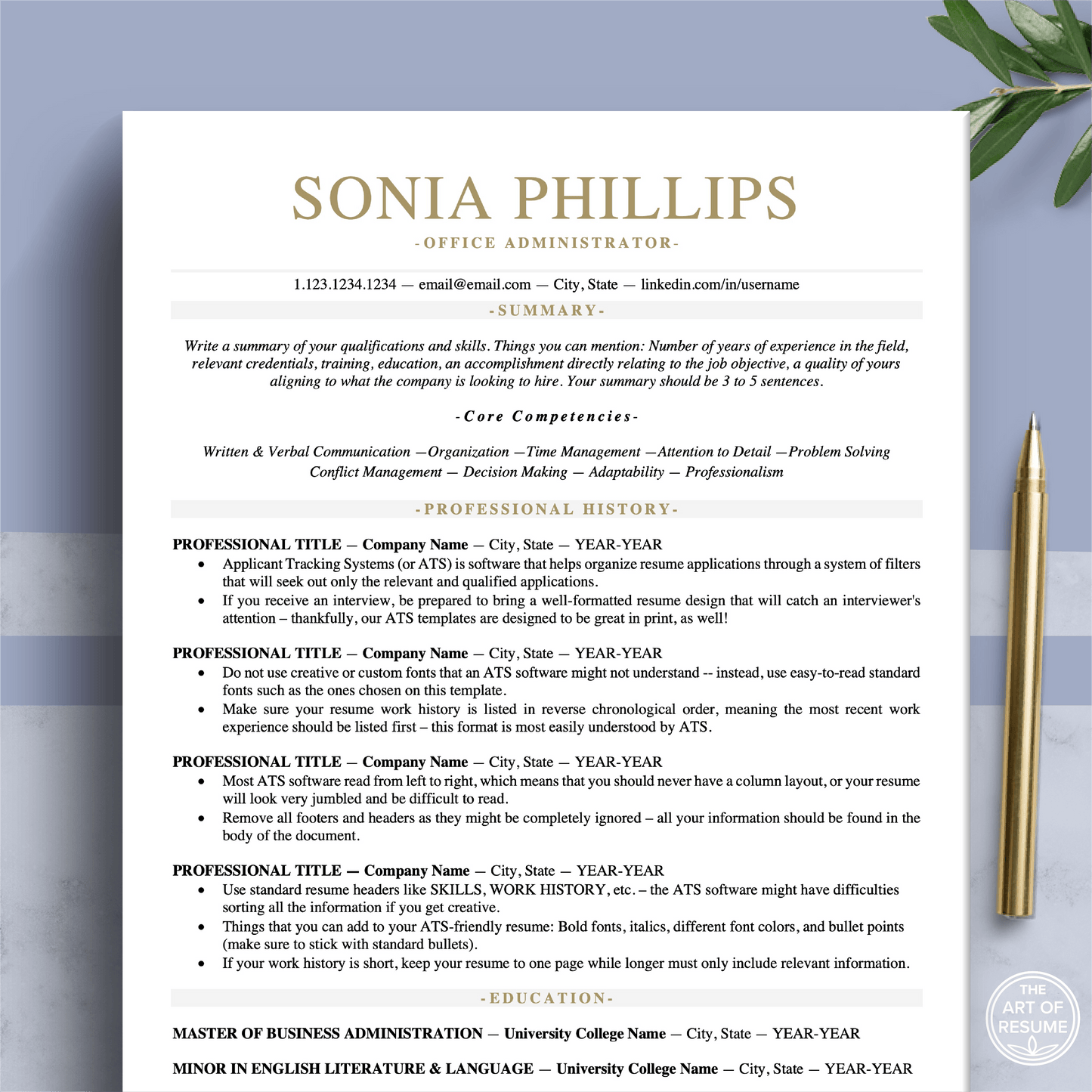 ATS Friendly Resume | Resume CV Design Bundle - The Art of Resume