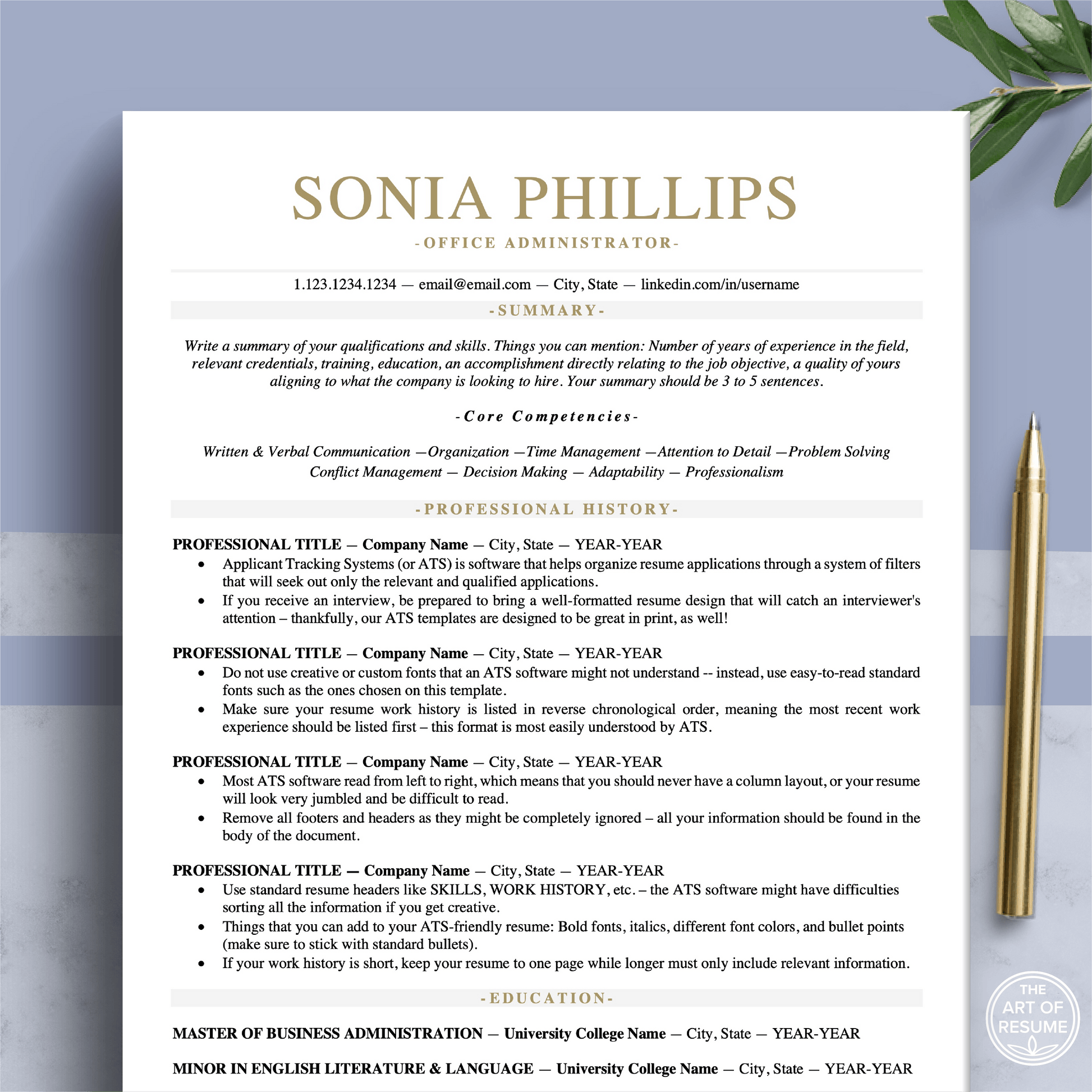 ATS Friendly Resume | Resume CV Design Bundle - The Art of Resume