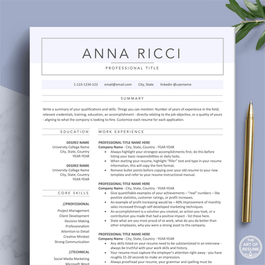 Resume CV Builder Template Bundle | Free Resume Writing Guide - The Art of Resume