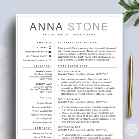 Simple Resume | Professional Resume | Free Resume Writing Guide - The Art of Resume