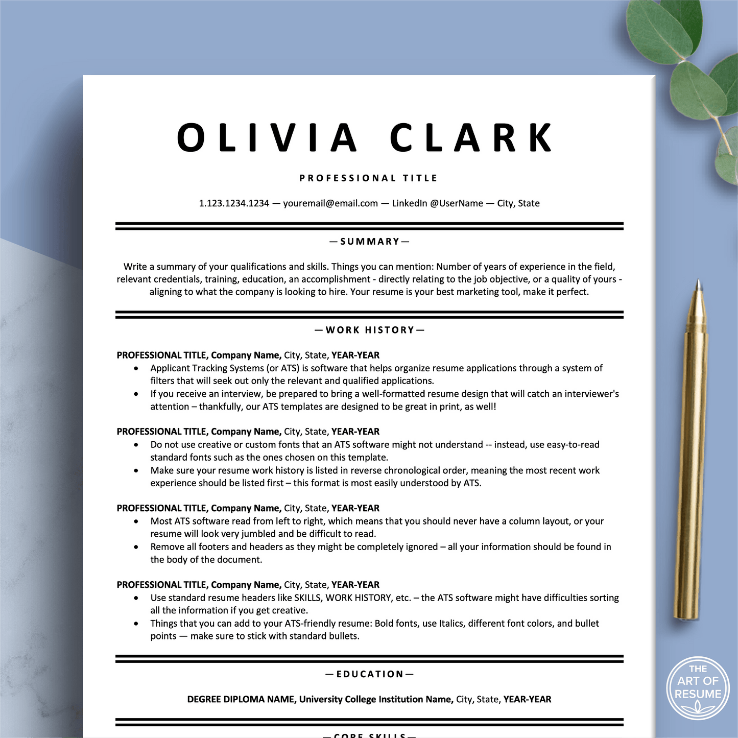 ATS Friendly Resume Template Bundle | Google Docs, Microsoft Word, Apple Pages - The Art of Resume