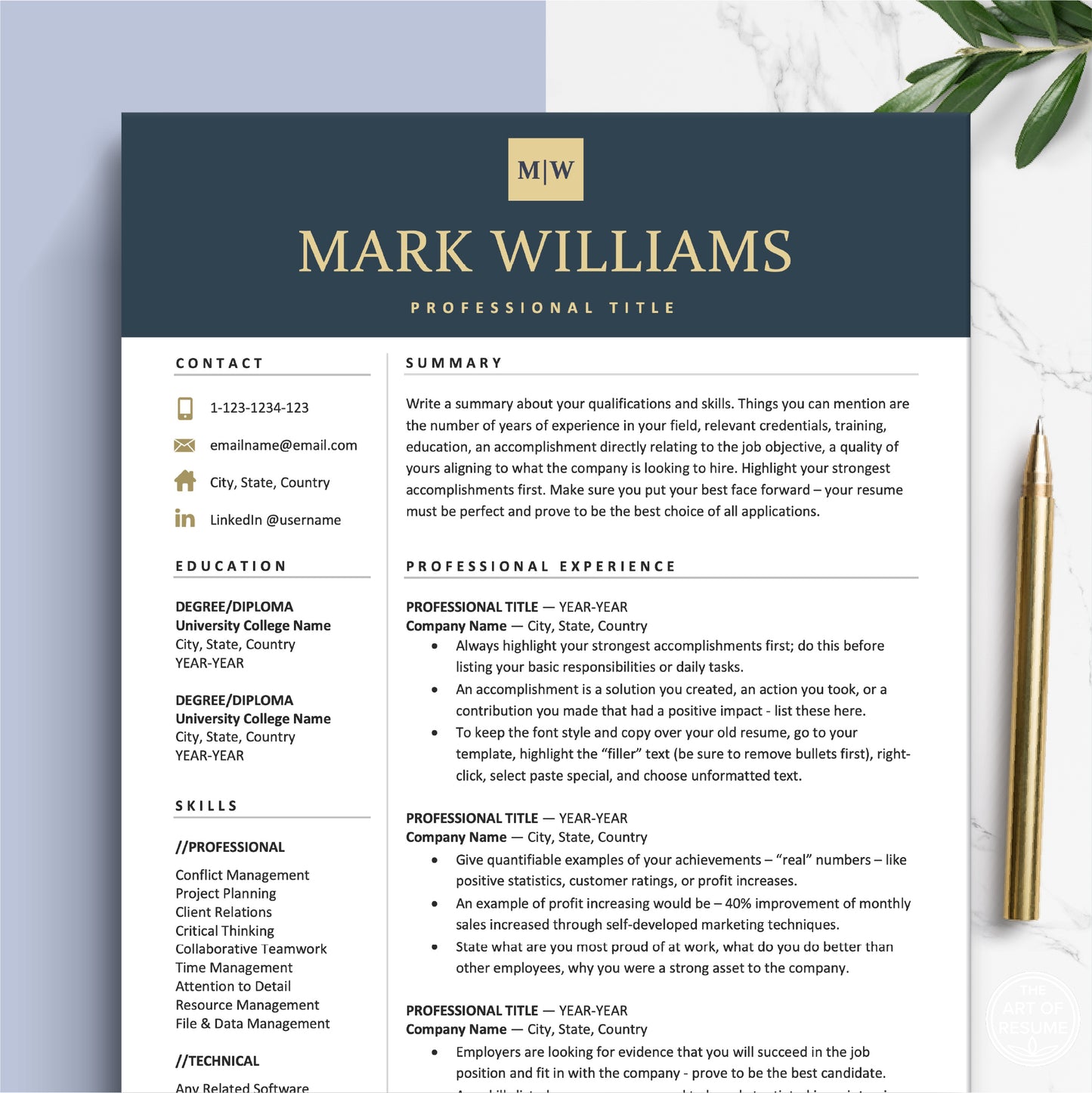 The Art of Resume Templates | Professional Modern Resume CV Design Template Bundle