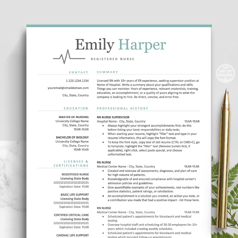 The Art of Resume | Medical Nurse Doctor Resume CV Template Maker Bundle