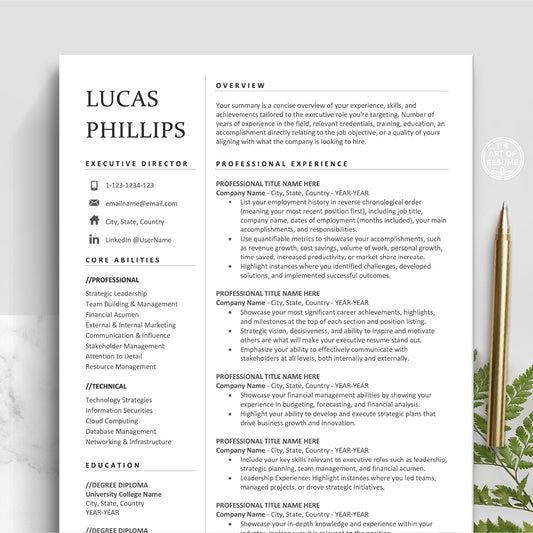 The Art of Resume | Simple Executive Resume Template Design
