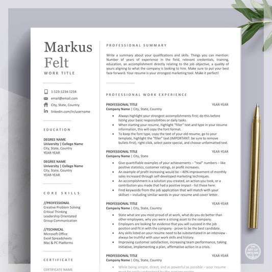 The Art of Resume Templates | Professional Simple Resume CV Design Template Builder Bundle Download | Curriculum Vitae
