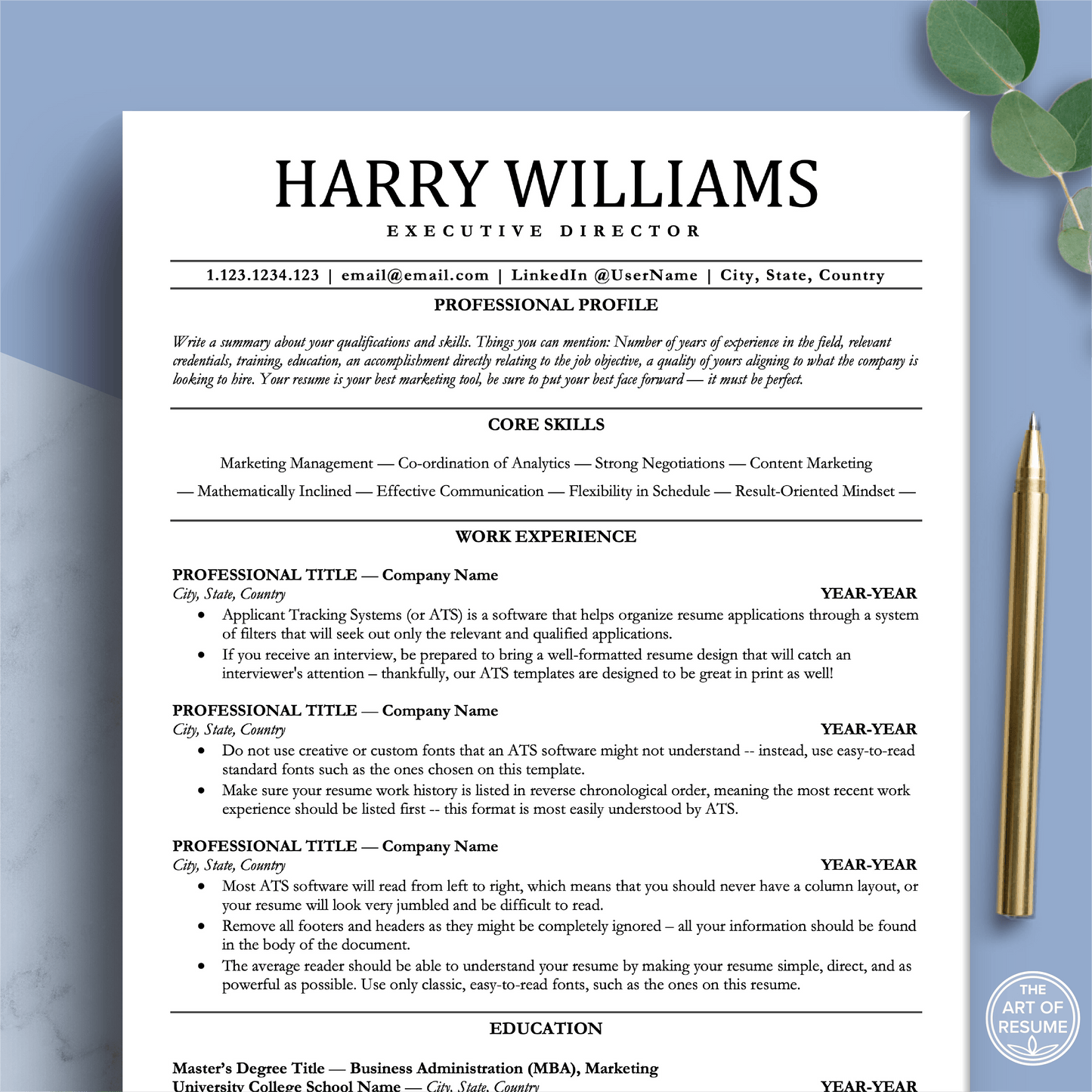 ATS Resume Template Bundle (Applicant Tracking System-Friendly) - The Art of Resume