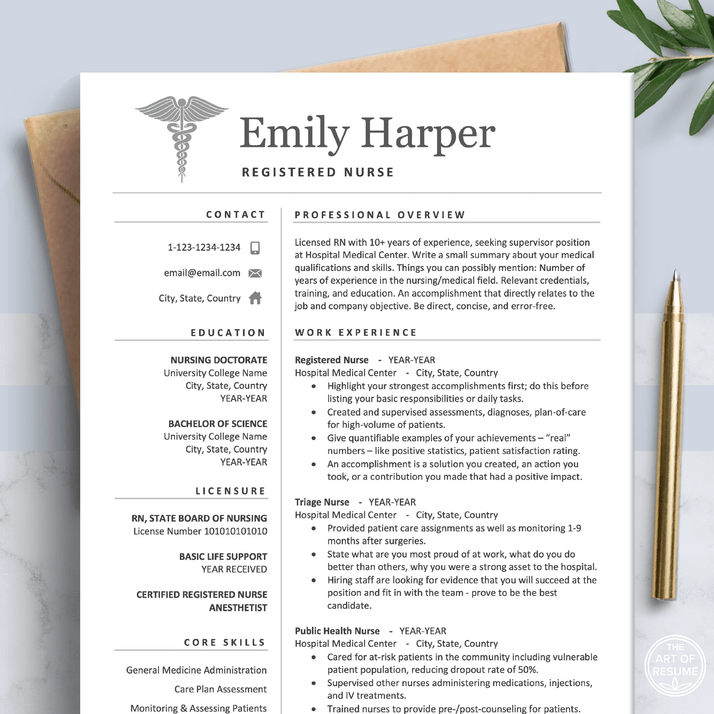 Registered Nurse Resume CV | Doctor Resume | Medical Student Resume - The Art of Resume