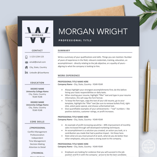 The Art of Resume Templates | Professional Executive Resume CV Design Template Maker, Download for Apple Pages and Microsoft Word, Mac and PC Resume CV Template | Curriculum Vitae for Apple Pages, Microsoft Word, Mac, PC