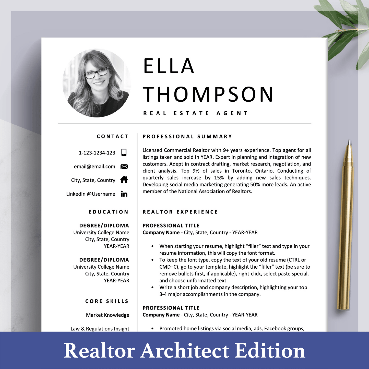 Modern Resume Bundle | Realtor, Architect - The Art of Resume