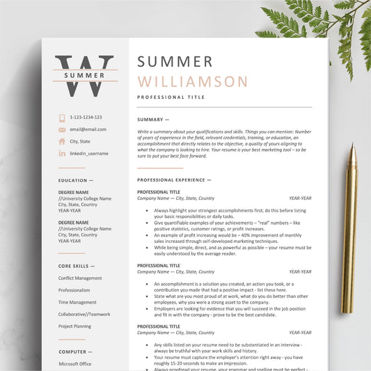 The Art of Resume Templates | Executive Resume Templates | Grey Pink CV Design Template Bundle