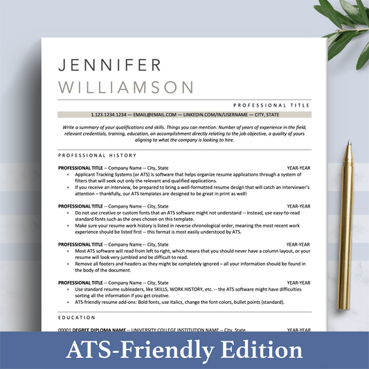 Professional Resume Bundle | ATS-Friendly Resume CV Format - The Art of Resume