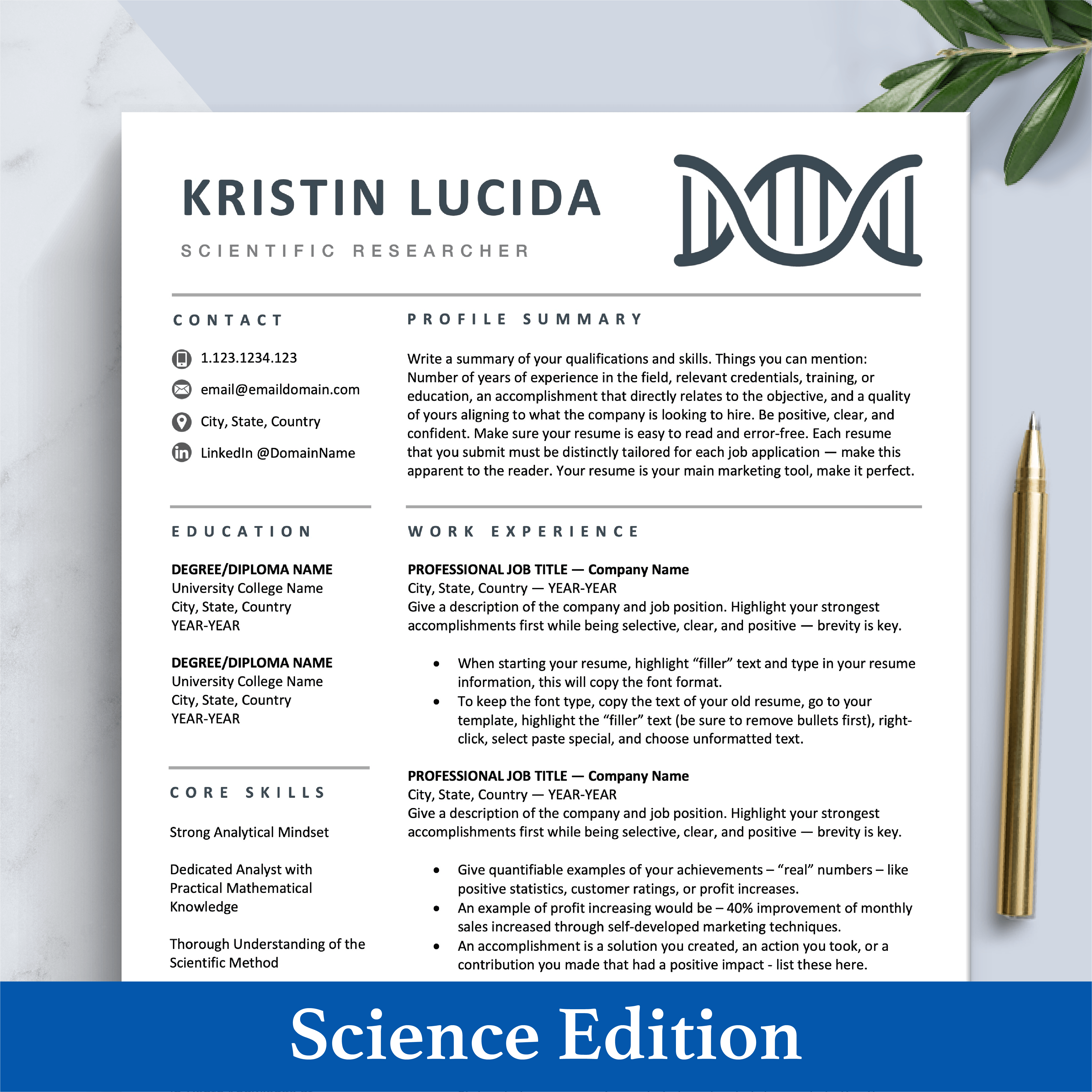 Science Resume CV For Scientist Biochemist Laboratory Medicine The Science Resume CV For Scientist Biochemist Laboratory Medicine The