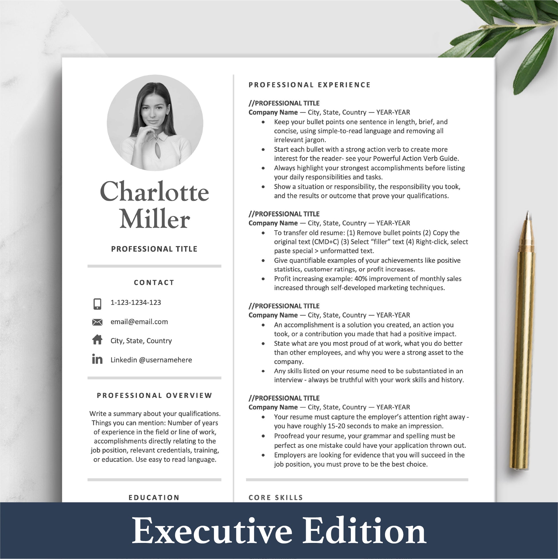 Professional Resume with Picture | Simple Resume Design Bundle - The Art of Resume