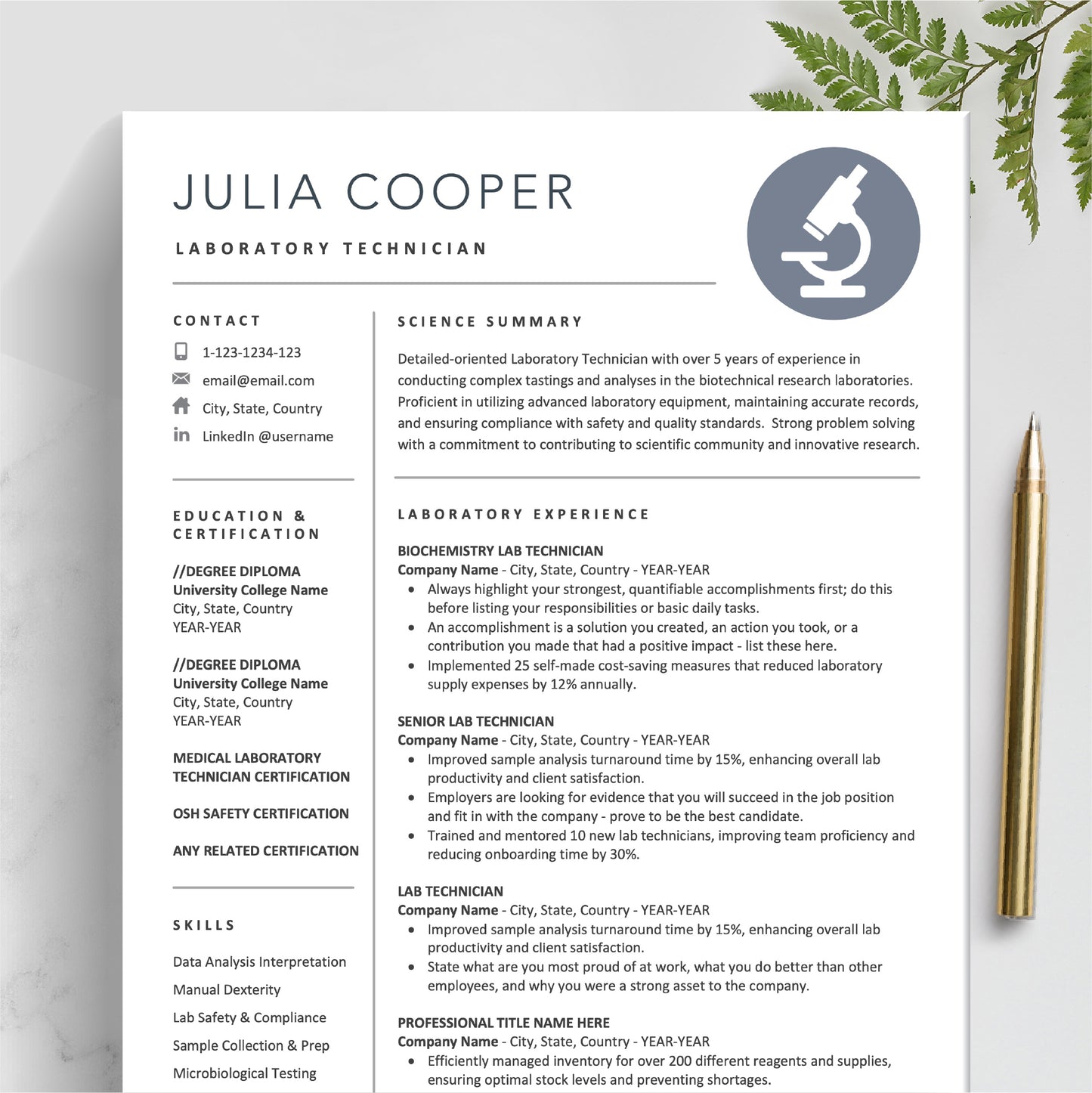 The Art of Resume | Science Resume, Data Scientist Resume, Lab Technician Resume