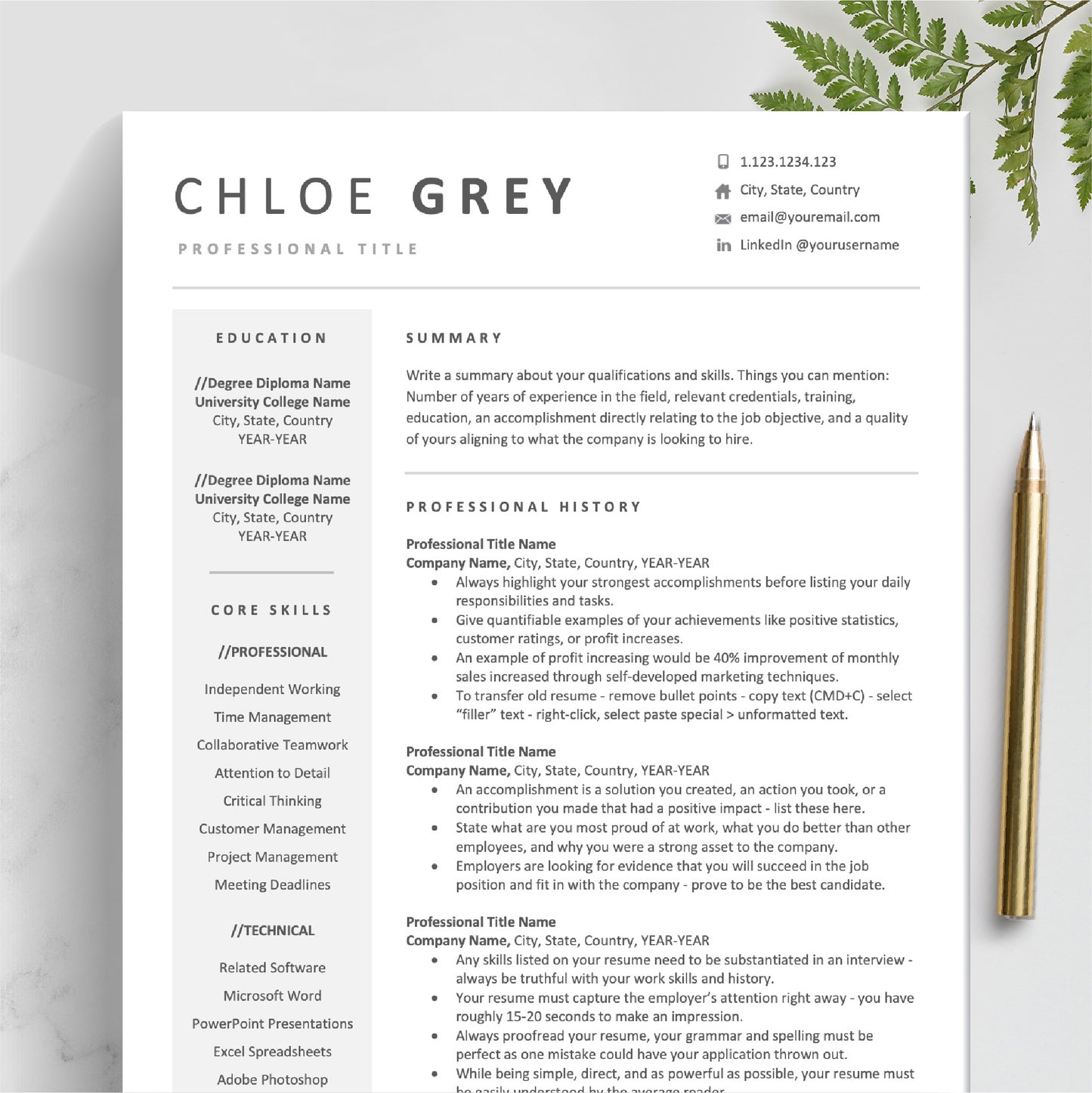 The Art of Resume | Professional Minimalist Resume CV Template Design Bundle