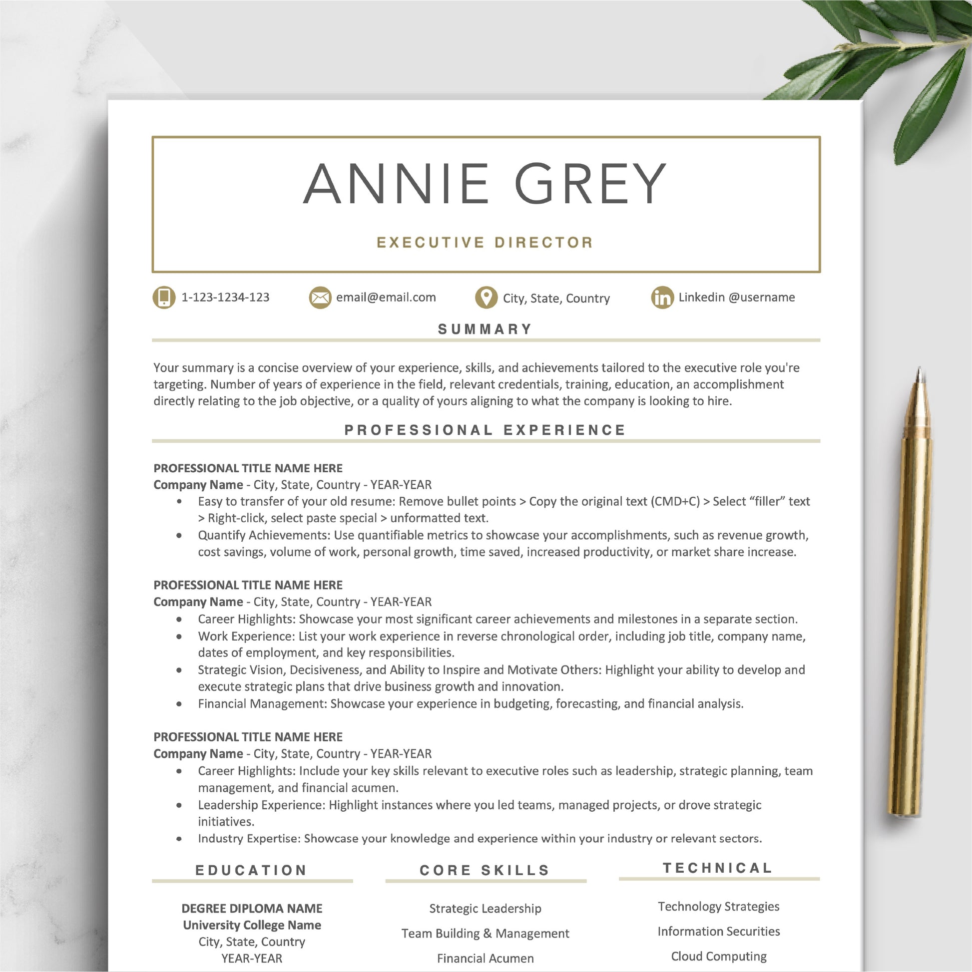 The Art of Resume Templates | Executive Resume CV Design Template Bundle