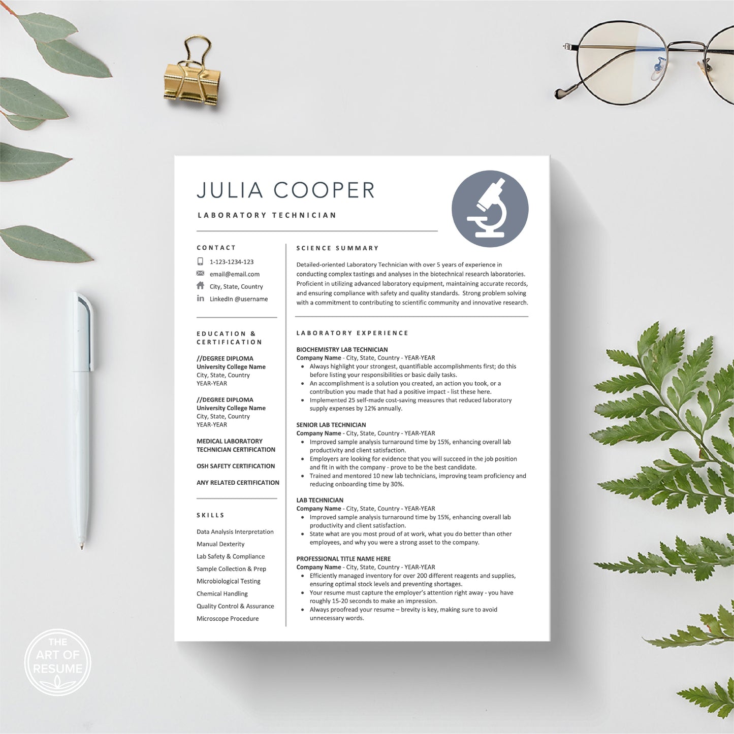The Art of Resume | Science Resume, Data Scientist Resume, Lab Technician Resume