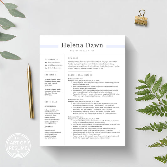 The Art of Resume | Executive Simple Resume CV Template Design Bundle