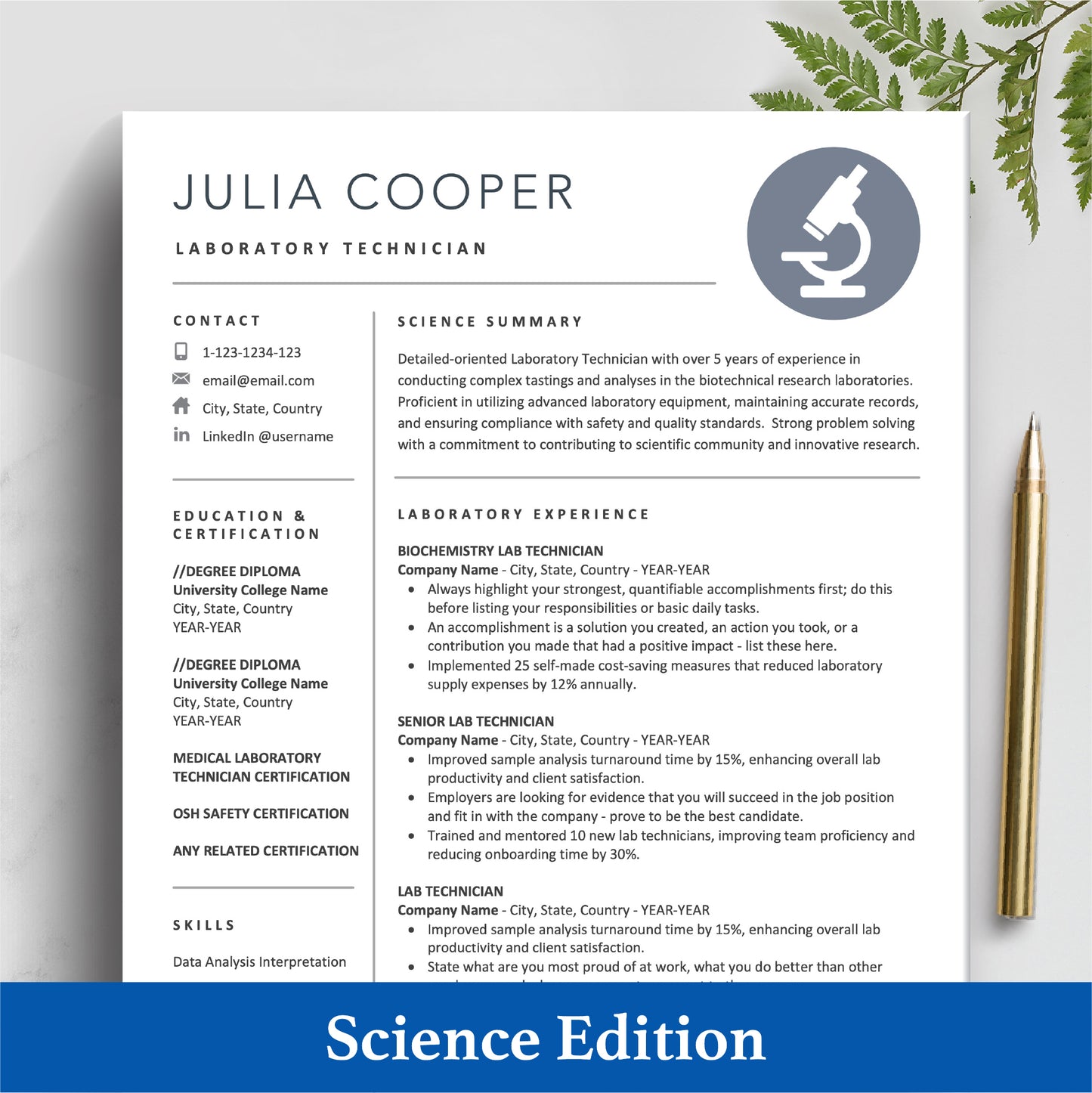 The Art of Resume | Science Resume, Data Scientist Resume, Lab Technician Resume