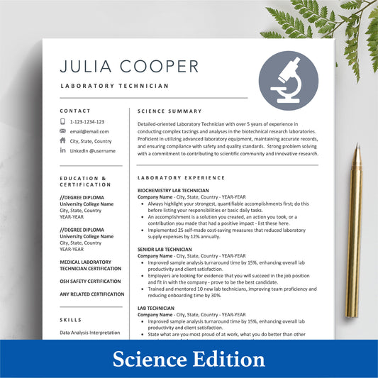 The Art of Resume | Science Resume, Data Scientist Resume, Lab Technician Resume