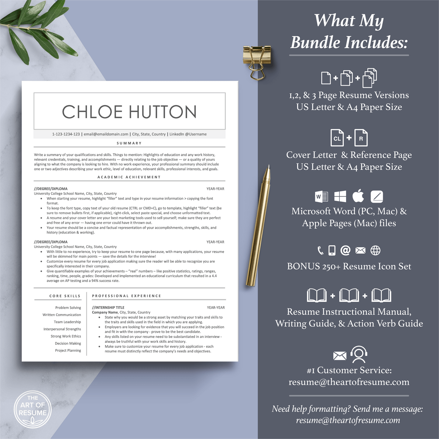 The Art of Resume Template | Modern Student Resume CV Template Design for New Graduate, Fresher, College Grad, High School, No Experience, New Job