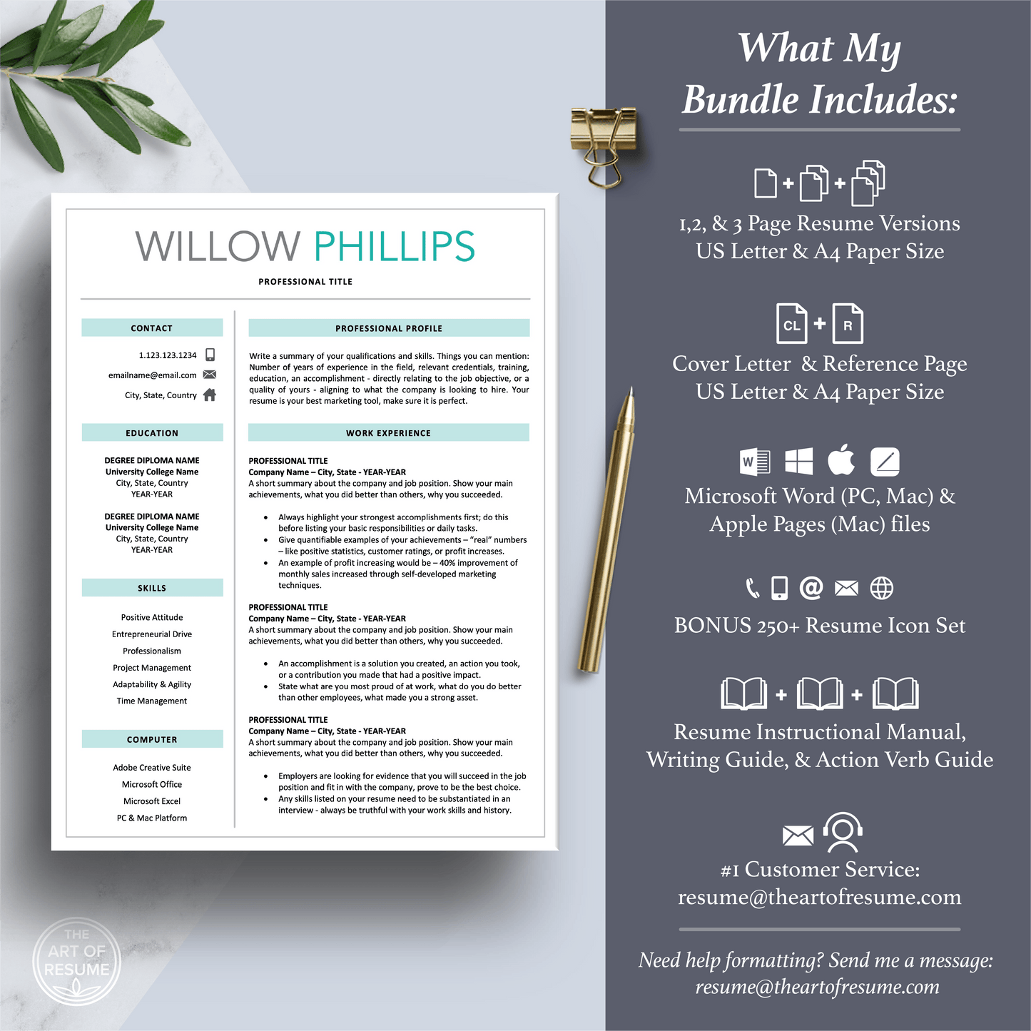 Professional Resume Template Bundles, Executive Resume Design - The Art of Resume