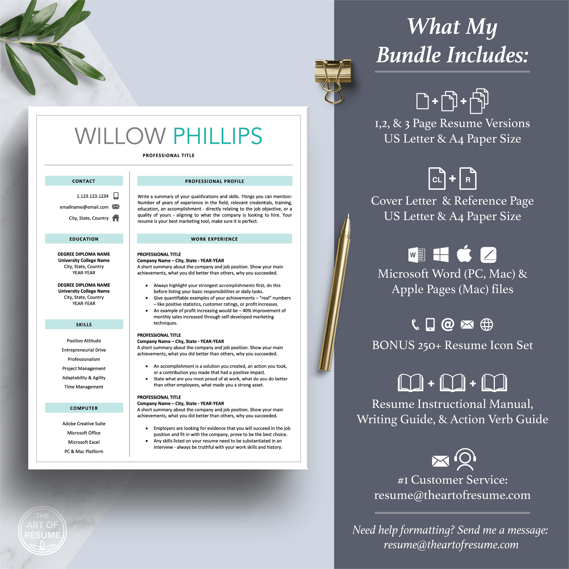 Professional Resume Template Bundles, Executive Resume Design - The Art of Resume