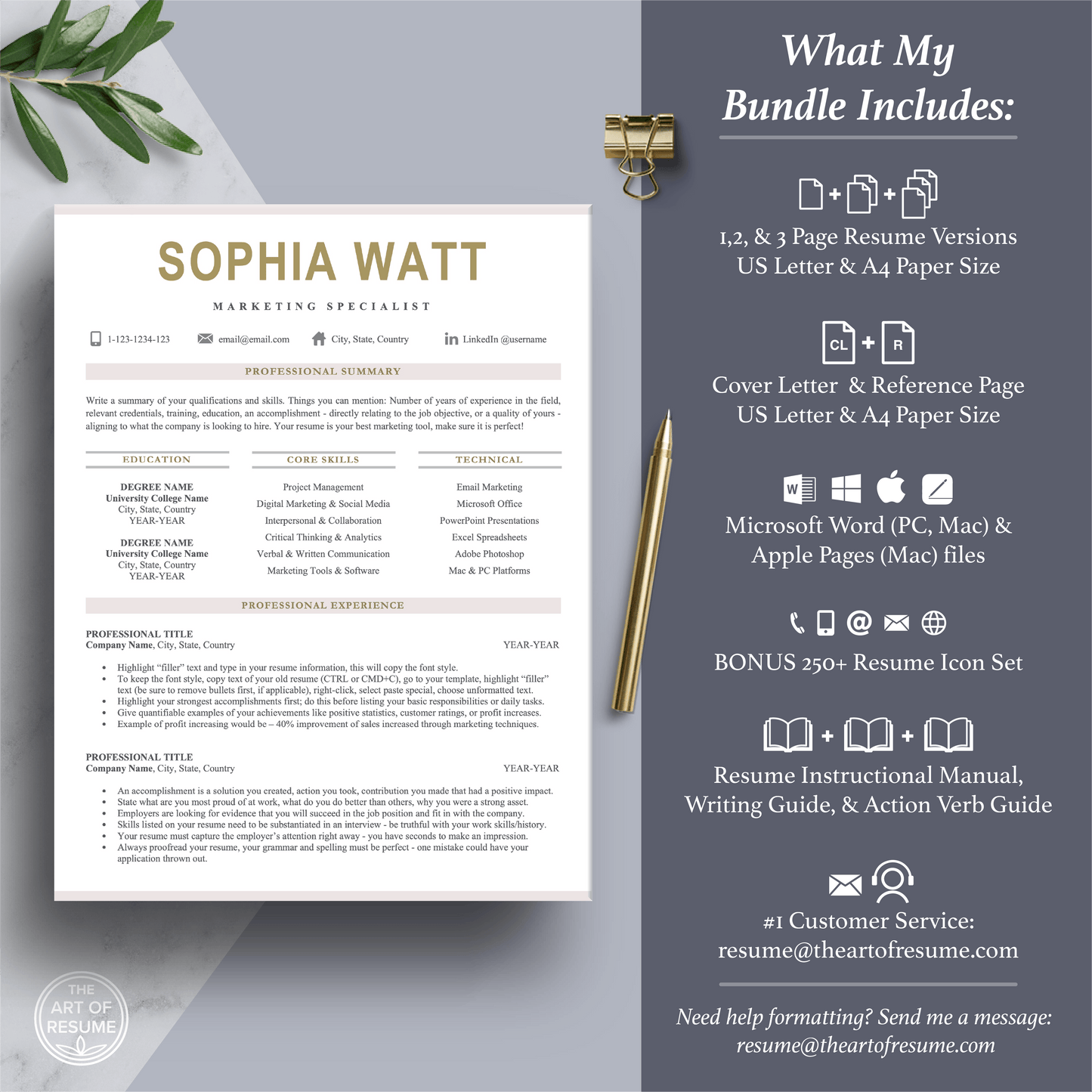 The Art of Resume | Pink Resume Template Design Bundle | What is Included