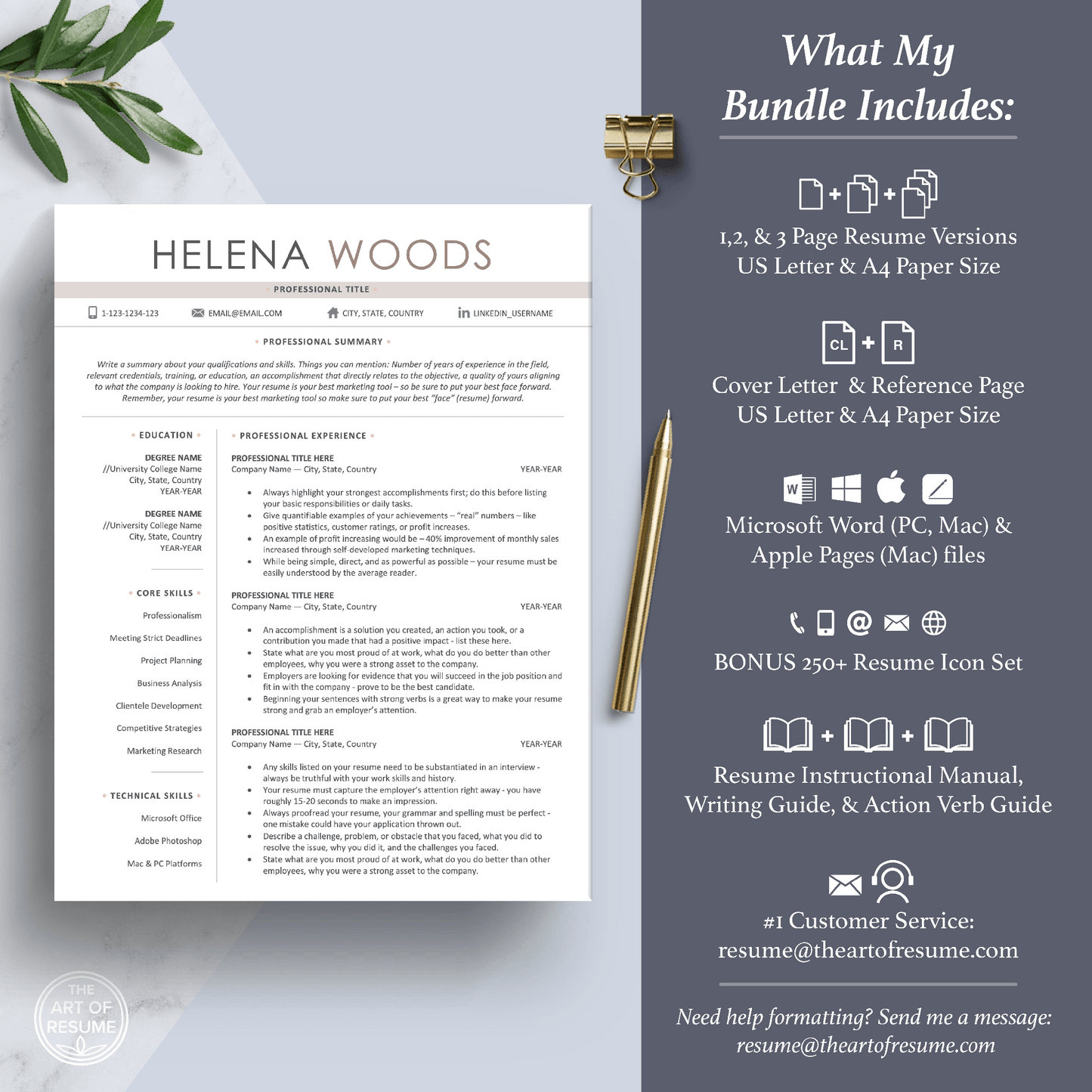 Simple Professional Resume Template | Resume Writing Guide - The Art of Resume