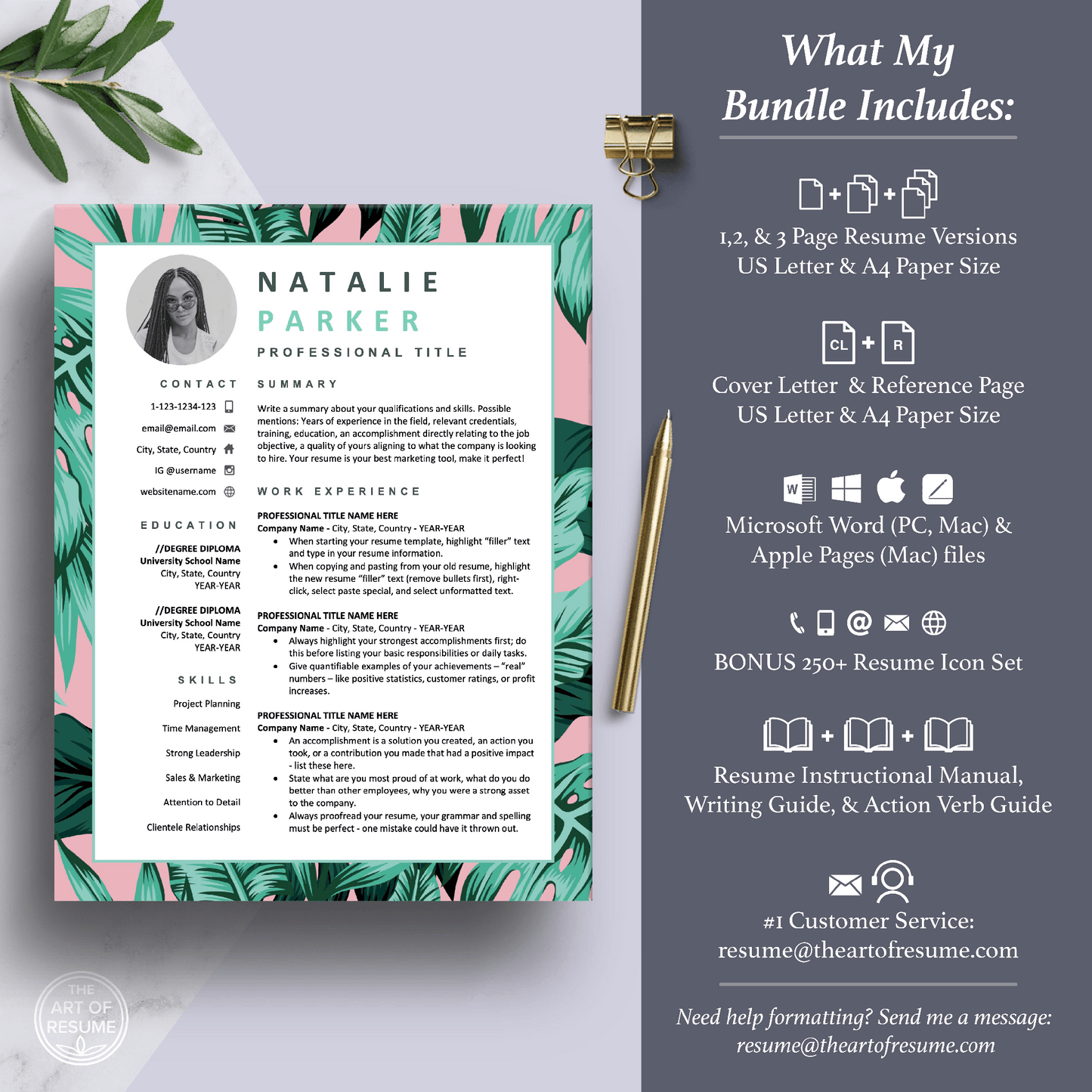 Creative Resume Templates with Photo | Custom Floral Resume Design - The Art of Resume