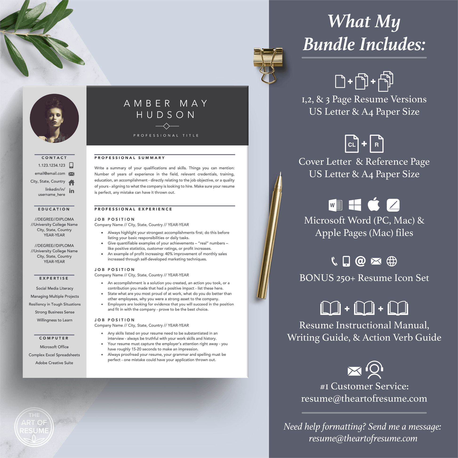 Creative Resume Design with Photo | Stylist CV - The Art of Resume