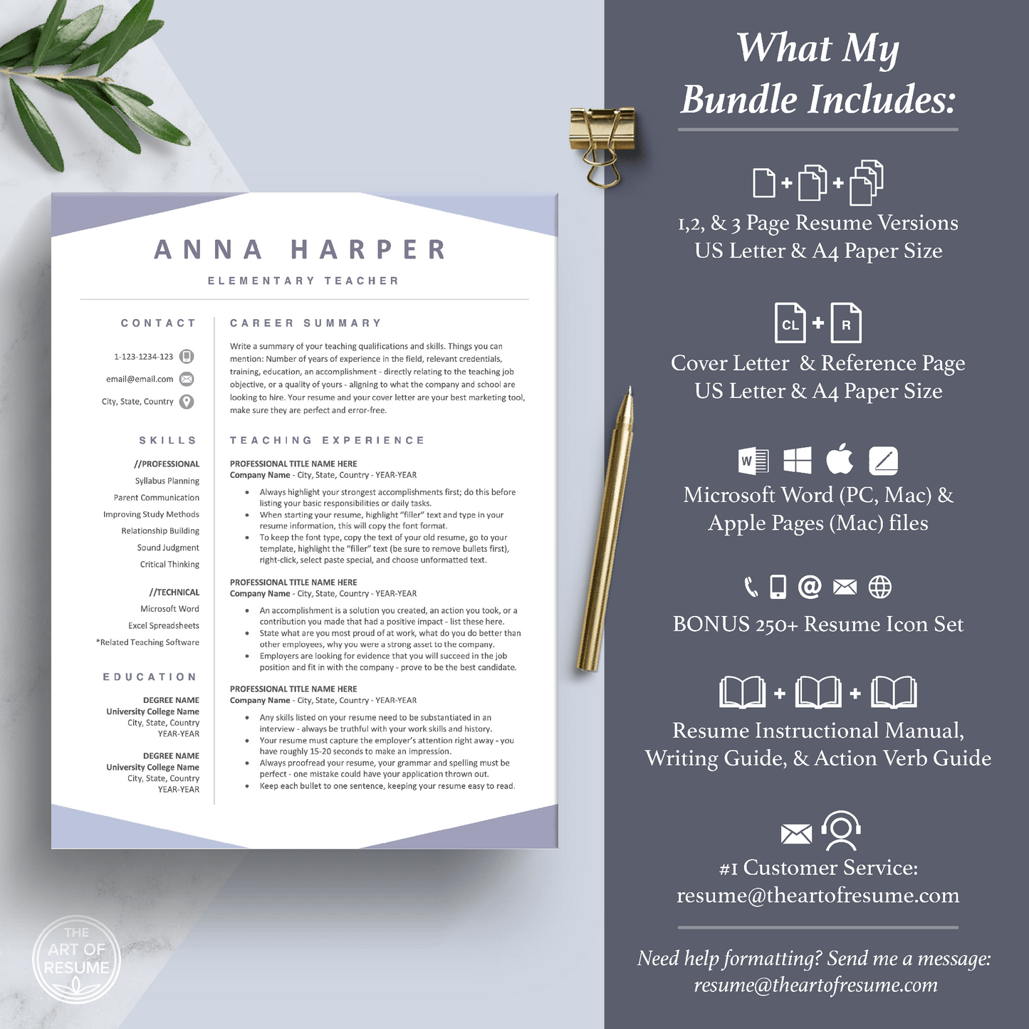 Teacher Resume Template | Resumes for Teaching Educator Professional - The Art of Resume