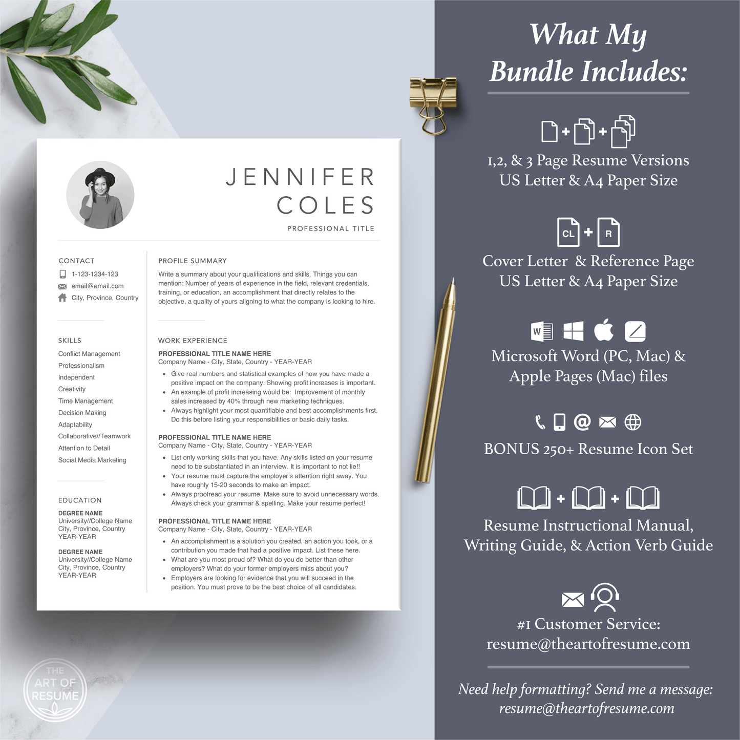 Creative Resume with Photo | Professional Resume Bundle - The Art of Resume