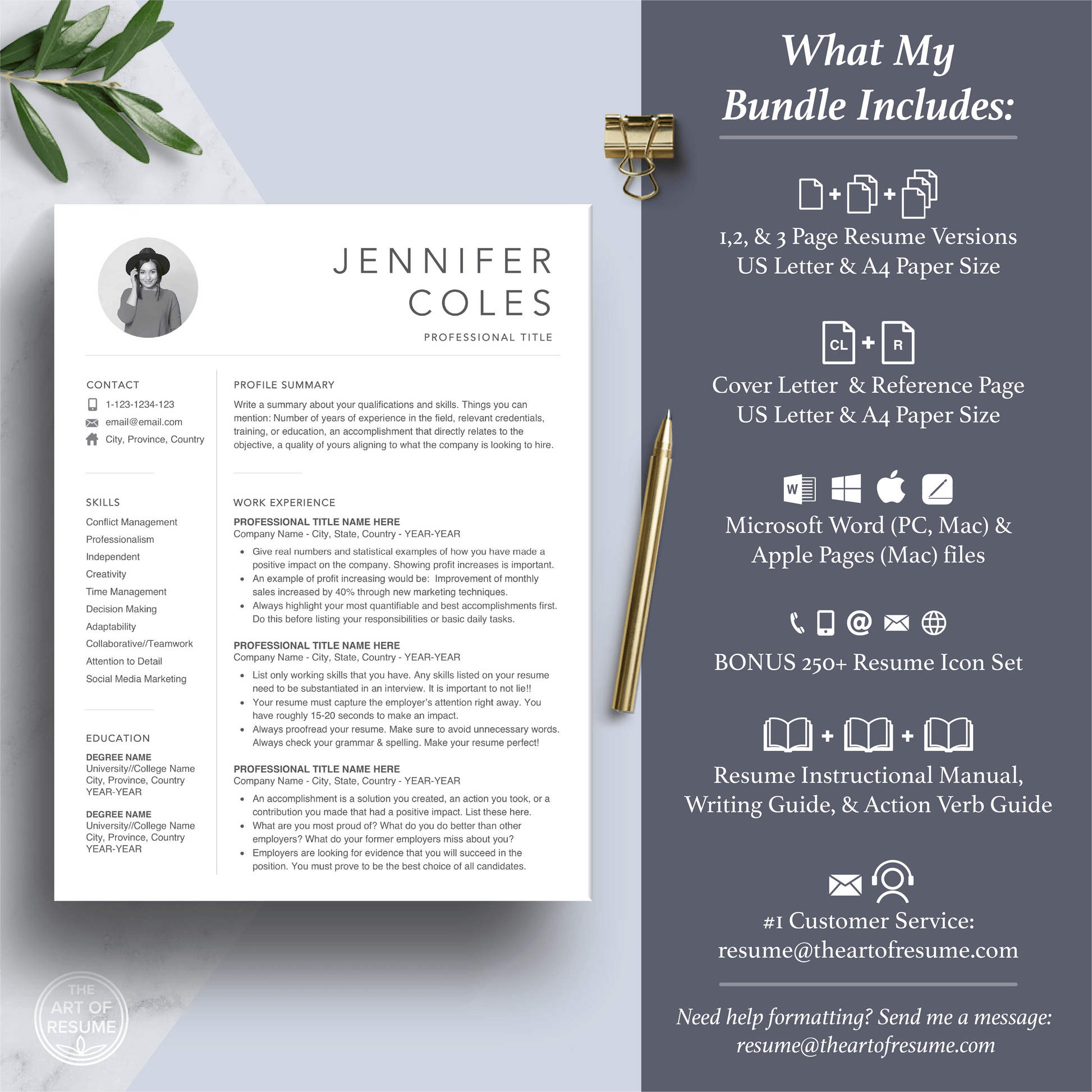 Creative Resume with Photo | Professional Resume Bundle - The Art of Resume