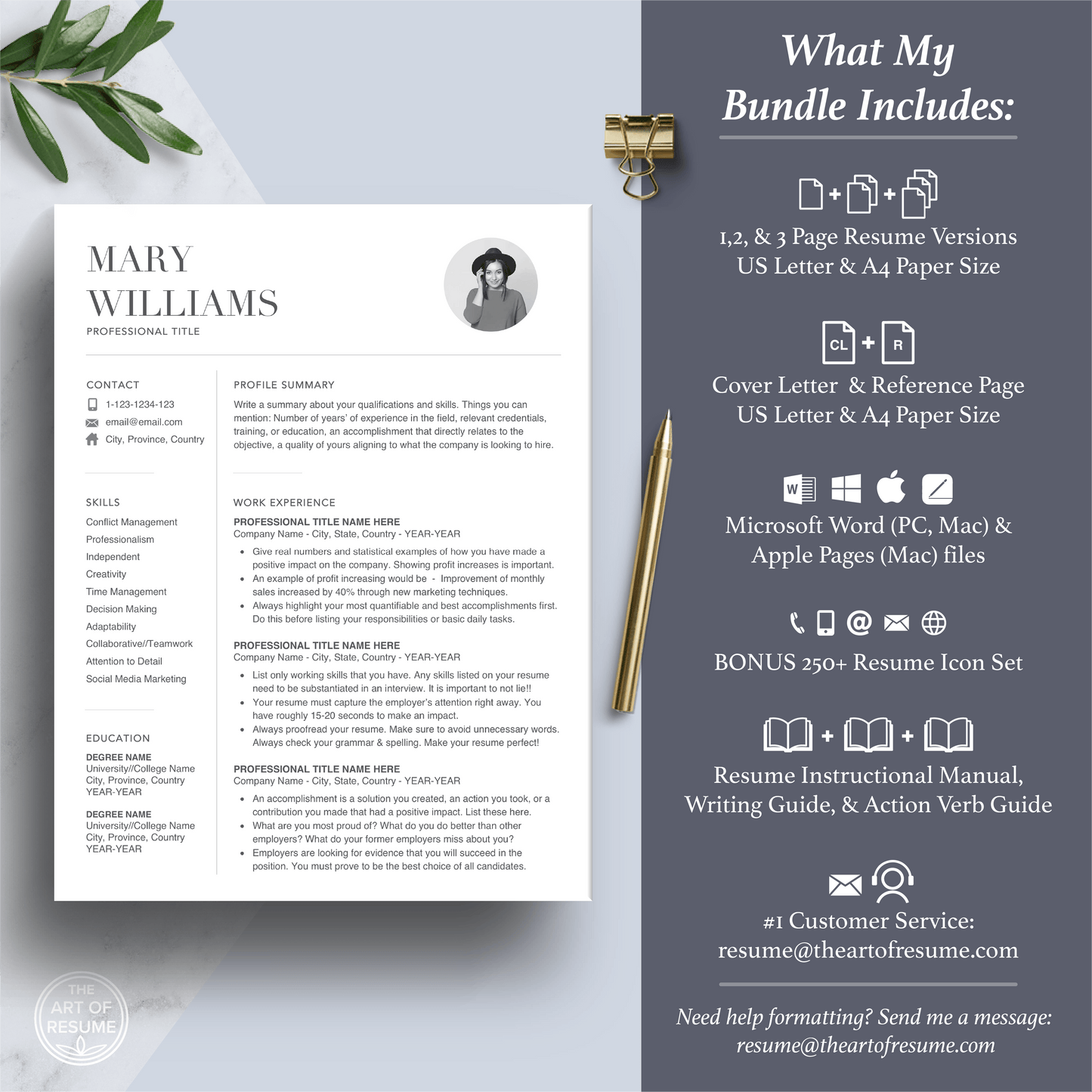 Simple Resume with Photo | Modern Resume Design | Professional Resumes - The Art of Resume