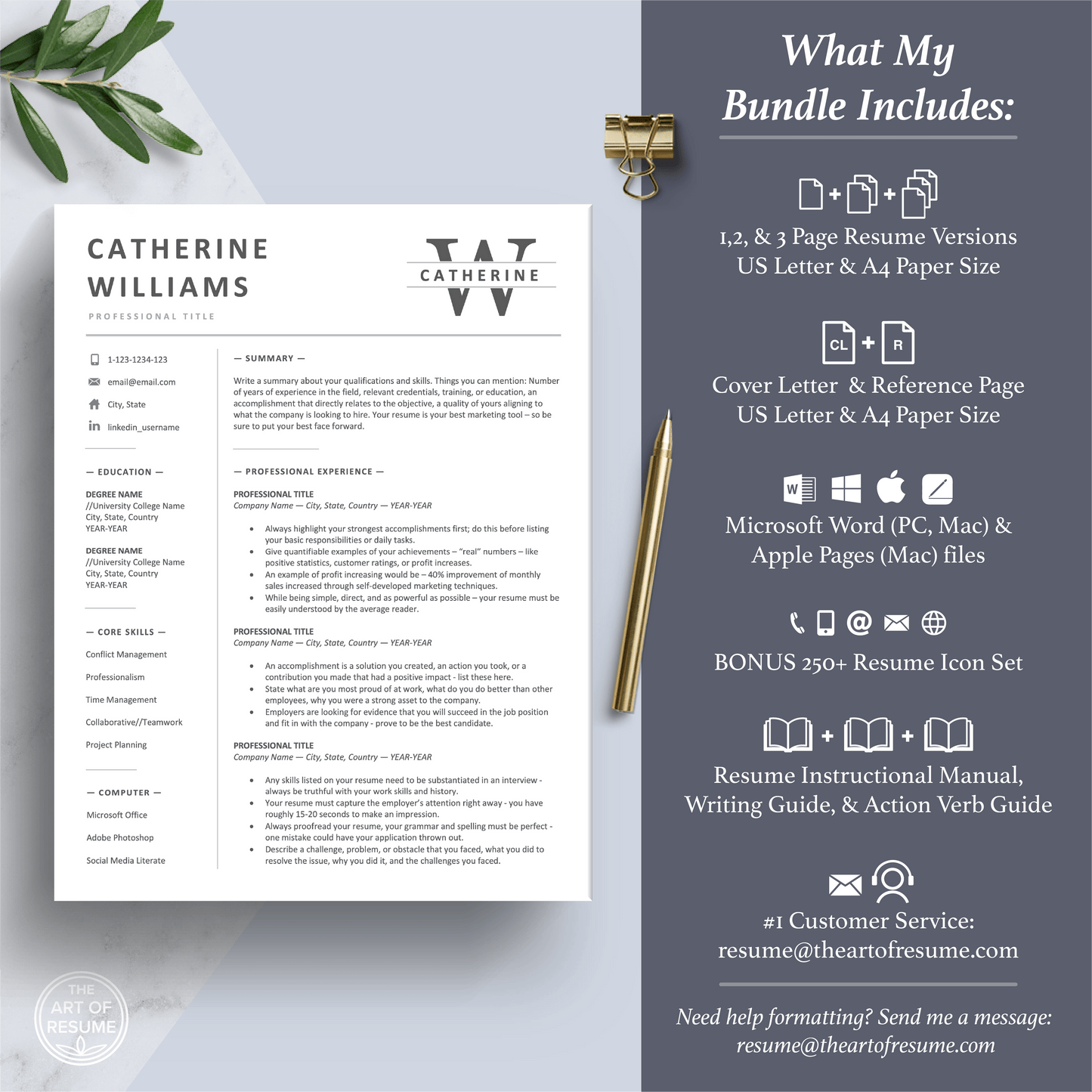 Simple Resume Template | Modern CV Design | Curriculum Vitae - The Art of Resume
