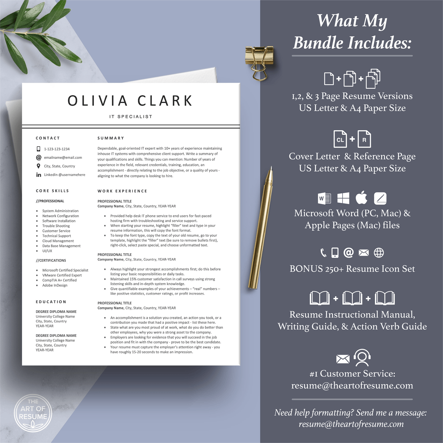 Professional Resume Download | 5-Page Simple CV Design - The Art of Resume