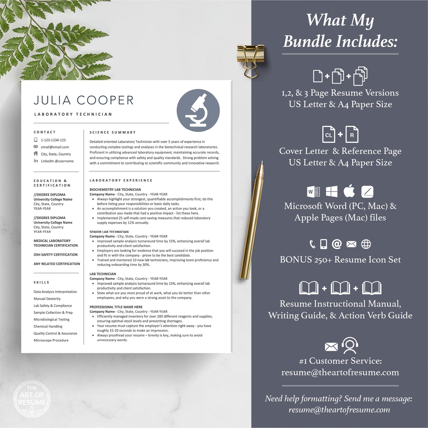 The Art of Resume | Science Resume, Data Scientist Resume, Lab Technician Resume | What is Included
