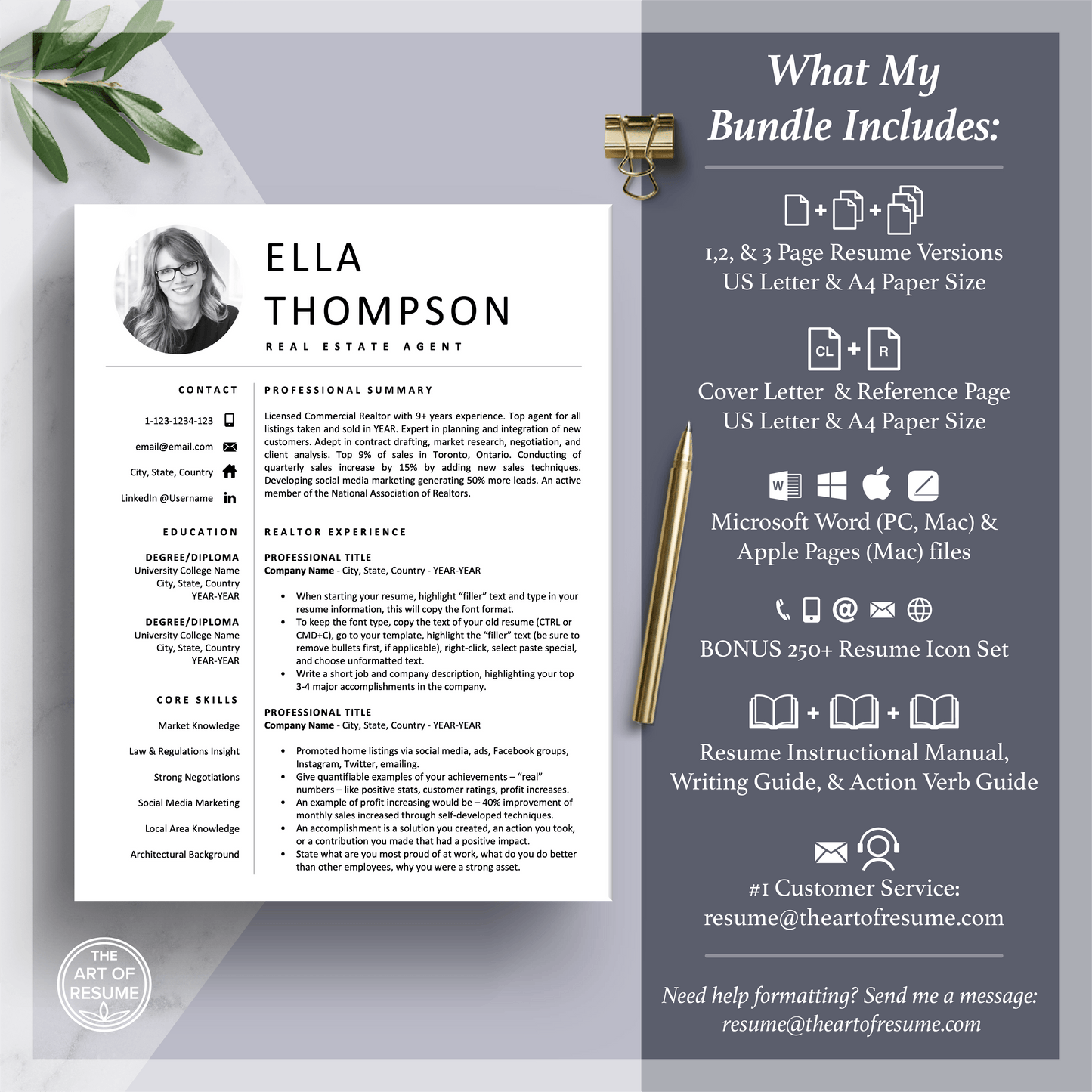 Modern Resume Bundle | Realtor, Architect - The Art of Resume
