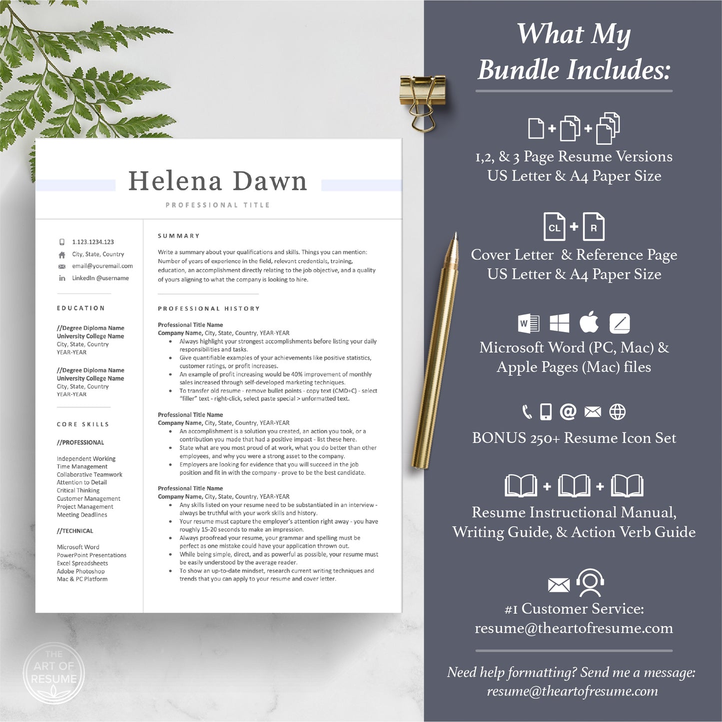 The Art of Resume | Executive Simple Resume CV Template Design Bundle | What is Included in resume bundle